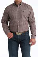 CINCH Cinch Men's Pink Square Print Button Up Shirt 