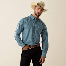ARIAT Ariat Men's Navy/Light Blue Team Jansen Fitted Shirt 