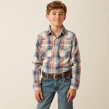 ARIAT Ariat Boy's Dawn Blue Plaid Retro Hawthorn Snap Shirt 