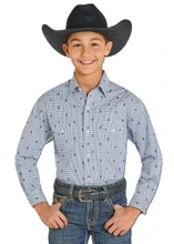 PANHANDLE SLIM Panhandle Slim Boy's Blue Classic Diamond Button Shirt 