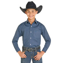 Panhandle Slim Boy's Blue Diamond Geo Button Down Shirt