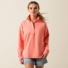 ARIAT Ariat Women's Shell Pink Breeze Logo 1/2 Zip Sweatshirt 