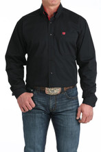 CINCH Cinch Men's Black & Pink New Solid Button Down Shirt 
