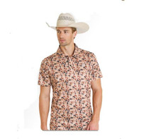 PANHANDLE SLIM Rock & Roll Denim Men's Camel Skull Camo Print Shirt 
