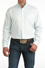 CINCH Cinch Men's White Striped Button Down Shirt 