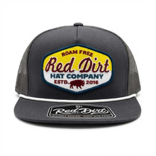 RED DIRT Red Dirt Old Timer Snapback Cap With White Rope - Charcoal 