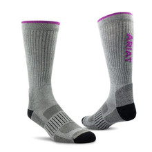 NESTER HOSIERY Ariat Grey High Performance Crew Tek Work Socks - Pair of 2  
