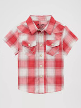 Wrangler Little Boy's Short Sleeve Western Snap Shirt In Cherry