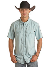Rock & Roll Denim Aqua Tek Short Sleeve Snap Shirt For Men