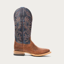HYER BOOTS Hyer Men's Burdett Cowhide Broad Square Toe Boot In Brown/Blue