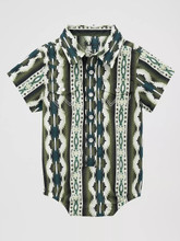 Wrangler Baby Boy's Short Sleeve Checotah Bodysuit In Olivine