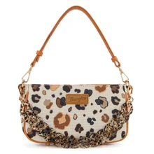 Montana West Wrangler Women's Leopard Print Canvas Brown Shoulder Bag