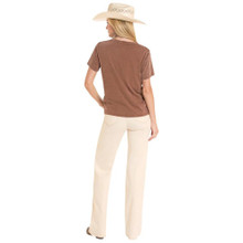 PANHANDLE SLIM Rock & Roll Cowgirl Women's Mahogany Short Sleeve Boot Stitch Tee 