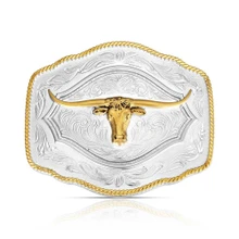 MONTANA SILVERSMITH Montana Silversmiths On The Range Longhorn Silver & Gold Buckle 