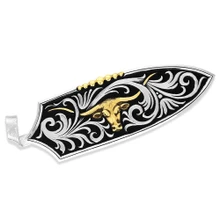 MONTANA SILVERSMITH Montana Silversmiths Longhorn Cattle Drive Hat Feather - Silver & Gold 