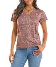 PANHANDLE SLIM Panhandle Slim Women's Brown/Chocolate Western Print Performance Tee 