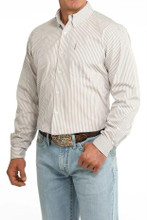 CINCH Cinch Men's Striped Long Sleeve Shirt - Khaki 