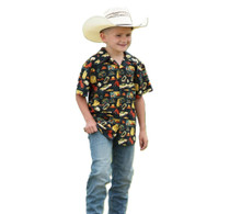 CINCH Cinch Boy's Camp Button Down Western Shirt - Black 