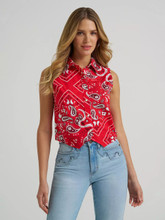 Women's Wrangler Red Bandana Print Shirt Vest 