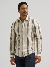 WRANGLER Men's Wrangler Retro Premium Stripe Western Snap Shirt - Olivine 