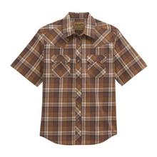 WRANGLER Wrangler Men's Retro Short Sleeve Snap Western Brown Shirt 