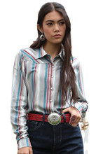 Cinch Women's Red-White & Blue Long Sleeve Blouse