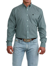 Cinch Men's Green Tile Print Long Sleeve Shirt