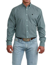 CINCH Cinch Men's Green Tile Print Long Sleeve Shirt 