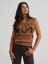Women's Wrangler Brown Horse Sweater Vest