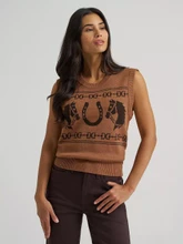 WRANGLER Women's Wrangler Brown Horse Sweater Vest 