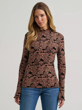 Wrangler Women's Mock Neck Knit Black Blouse