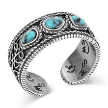 MONTANA SILVERSMITH Montana Silversmiths Boot Stitch Turquoise Open Ring 