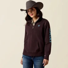 ARIAT Ariat Women's Chocolate Plum Heather Foundation Logo 1/2 Zip Sweatshirt 