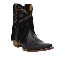 Dingo Women's Last Ride Leather Snip Toe Pull On Black Cowboy Boots