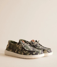 Hey Dude Women's Wendy Essential Camo Shoes - Olive Camo Multi