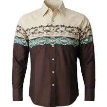 PANHANDLE SLIM Panhandle Slim Men's Cowboy Border Print Snap Western Shirt 