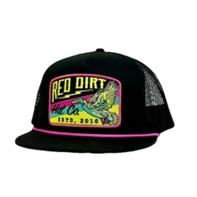 Red Dirt Top Flight Solid Black/Magenta Trucker Cap