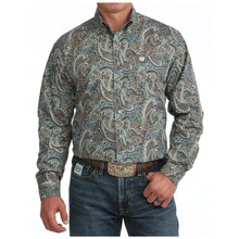 Cinch Men's Classic Western Button Down Shirt - Blue Paisley