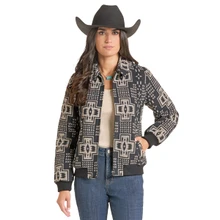 Panhandle Slim Women's Black Jacquard Bomber Jacket