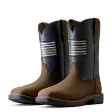 ARIAT Ariat Men's Rich Brown Activator Patriot H2O Western Safety Toe Boots 