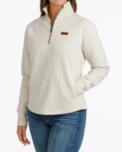 Women's Cinch 1/4 Zip Fleece Cream T-Shirt