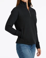 CINCH Cinch Women's 1/4 Zip Fleece T-Shirt In Black 