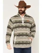 Cinch Men's Green & White Southwestern 1/4 Snap Pullover Sweatshirt