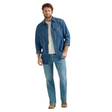 WRANGLER Wrangler Men's Denim Long Sleeve Shirt - Mid Wash 