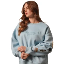 KIMES RANCH Kimes Ranch Faded Denim Saguaro Patchwork Women's Crewneck Sweatshirt 