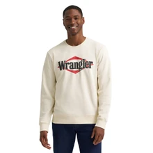 Wrangler Men's Logo Graphic Fleece Crewneck Sweatshirt - Antique White