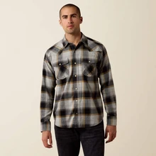 Ariat Men's Retro Heinz Fitted Snap Shirt - Grey Heather Plaid