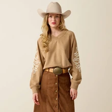 Women's Ariat Juliette Sweatshirt In Khaki Heather