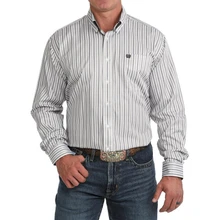 Cinch Men's White Striped Button-Down Shirt