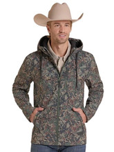 ROCK & ROLL COWBOY Men's Rock & Roll Denim Camo Soft Shell Fleece Hooded Jacket 